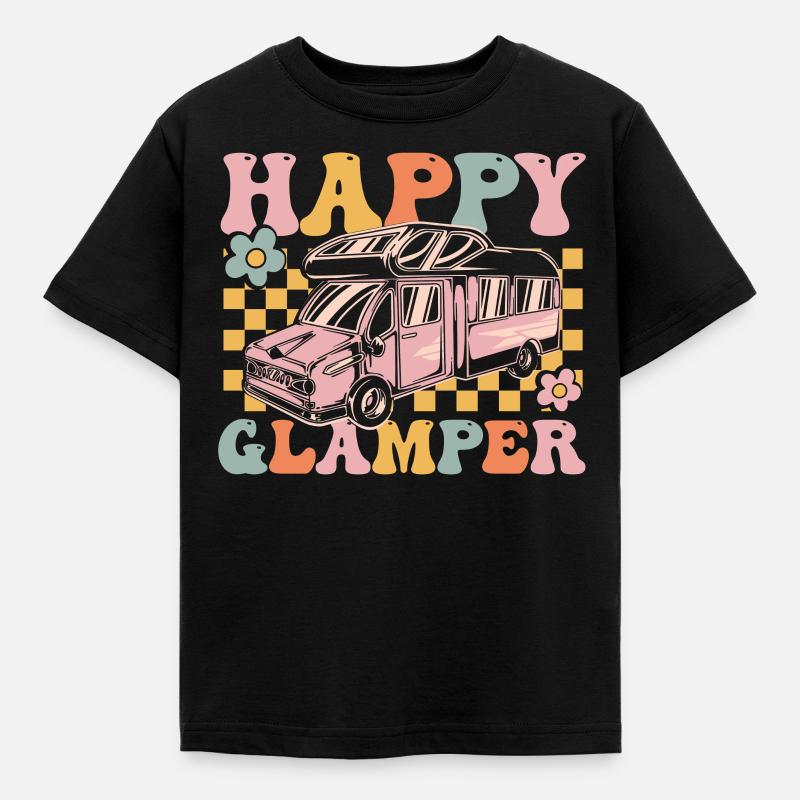 Groovy Glamping - Kinder T-Shirt - Schwarz