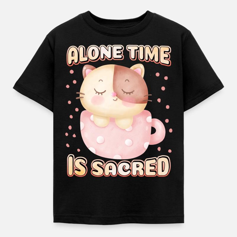 Introverti, chat mignon dans une tasse de café, disant - T-shirt Enfant - noir