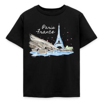 Paris, France, France, Tour Eiffel - T-shirt Enfant - noir - Devant - AI Model Kid Female (0cm)