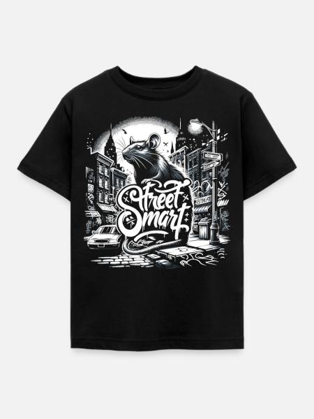 Ratte Straßenkunst - Kinder T-Shirt - Schwarz