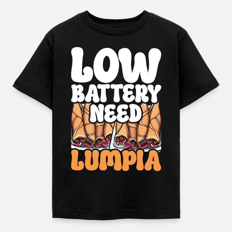 Low Battery need Lumpia - Kinder T-Shirt - Schwarz