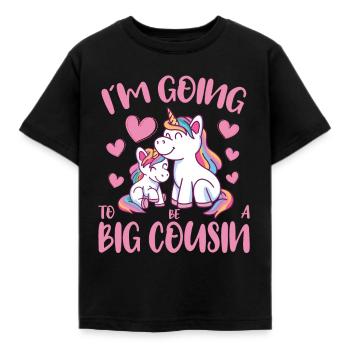 Kommer att bli en stor kusin enhörning befordrad till stor - T-shirt barn - svart - Fram - AI Model Kid Female (0cm)