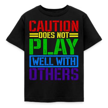 Caution Does Not Play Well With Others 66 - Kids' T-Shirt - black - Front - AI Model Kid Female (0cm)