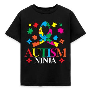 Autisme Ninja Syndrome d’Asperger Spectre - T-shirt Enfant - noir - Devant - AI Model Kid Female (0cm)