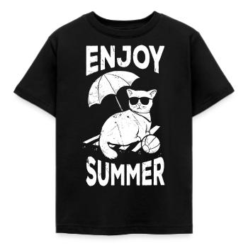Genieß Den Sommer - Kinder T-Shirt - Schwarz - Vorne - AI Model Kid Female (0cm)
