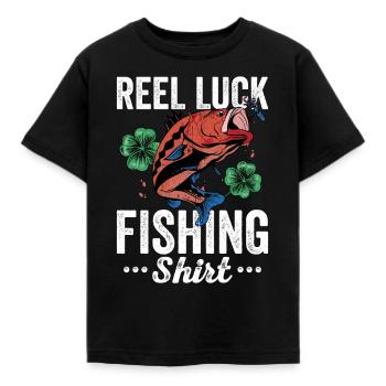 Reel Luck Fishing Lucky Fisherman Fishing - Kinder T-Shirt - Schwarz - Vorne - AI Model Kid Female (0cm)