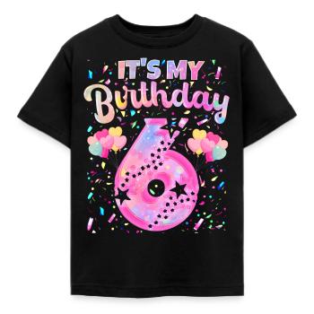 Mein 6. Geburtstag 6 Jahre Mädchen Geschenk Sechs - Kinder T-Shirt - Schwarz - Vorne - AI Model Kid Female (0cm)