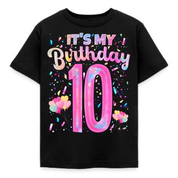 Mein 10. Geburtstag 10 Jahre Mädchen Geschenk Zehn - Kinder T-Shirt - Schwarz - Vorne - AI Model Kid Female (0cm)