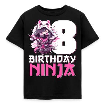 Geburtstag Ninja 8 Jahre Mädchen Kawaii Anime - Kinder T-Shirt - Schwarz - Vorne - AI Model Kid Female (0cm)