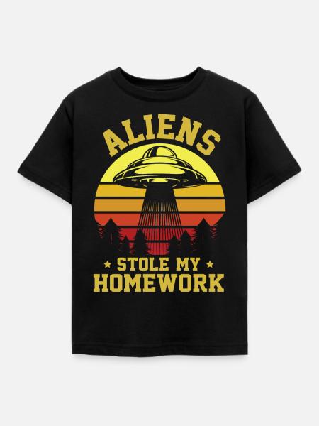 Schulbeginn, Schulanfang, Alien, Schüler Schule - Kinder T-Shirt - Schwarz