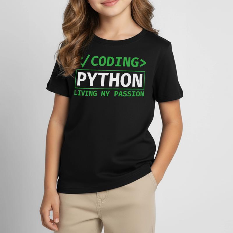 Coding Python, Living My Passion Coding Python Kinder T-Shirt