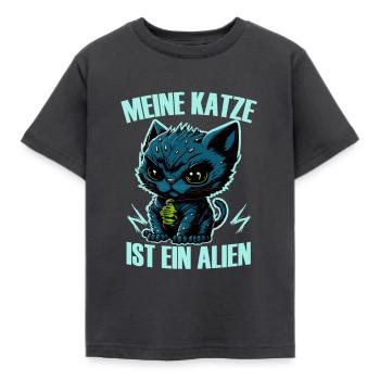Mon chat est un extraterrestre, humour, fun, fun, cool, - T-shirt Enfant - charbon - Devant - AI Model Kid Female (0cm)