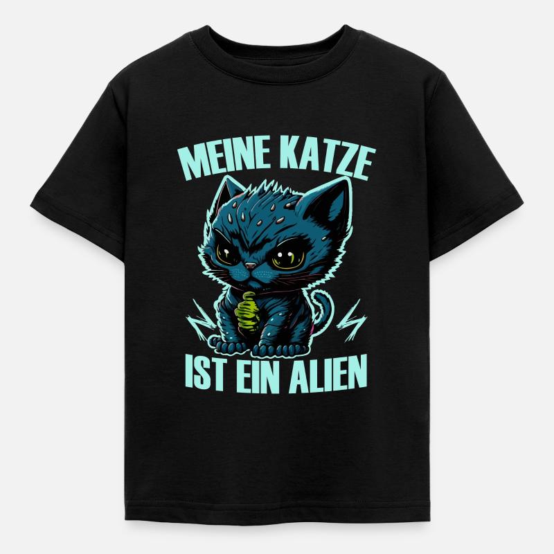 Meine Katze ist ein Alien, Humor, Spaß, Fun, Cool, - Kinder T-Shirt - Schwarz