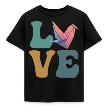 Grue en papier origami Culture japonaise - T-shirt Enfant - noir - Devant - AI Model Kid Female (0cm)