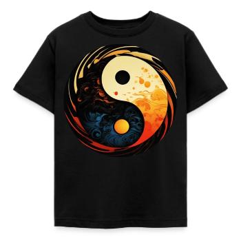 Yin Yang - Kinder T-Shirt - Schwarz - Vorne - AI Model Kid Female (0cm)