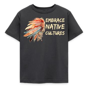 Embrace Native Cultures National Indigenous People - Kinder T-Shirt - Dunkelgrau - Vorne - AI Model Kid Female (0cm)