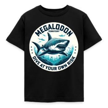 Megalodon-Territorium-Warnung | Tauchen mit Haien im Ozean - Kinder T-Shirt - Schwarz - Vorne - AI Model Kid Female (0cm)