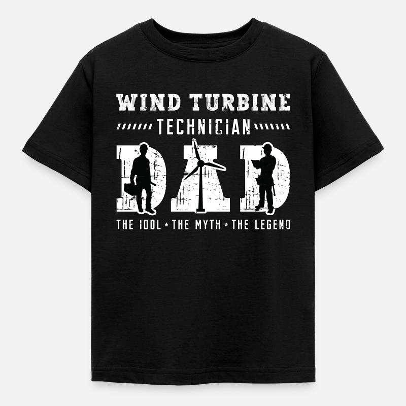 Technicien d’éolienne Papa L’idole Le moulin à vent - T-shirt Enfant - noir