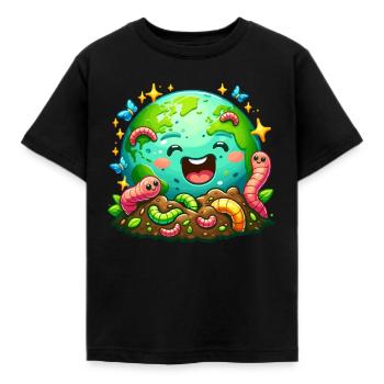 Lombriciculture Jardinage de vers de terre Vermiculture - T-shirt Enfant - noir - Devant - AI Model Kid Female (0cm)