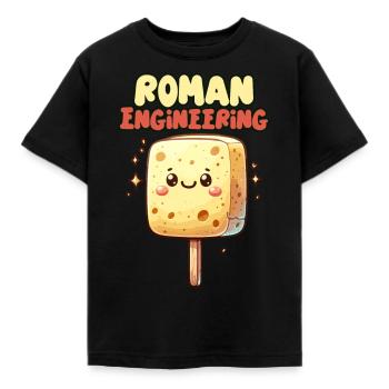 Drôle D’éponge, Histoire Romaine, Salle De Bain - T-shirt Enfant - noir - Devant - AI Model Kid Female (0cm)
