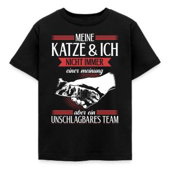 Unschlagbares Team - für katzenliebhaber - Kinder T-Shirt - Schwarz - Vorne - AI Model Kid Female (0cm)