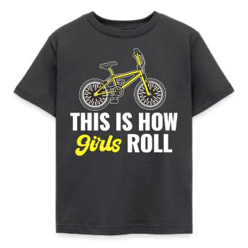 So Rollen Mädels Bmx Racing Automobil Triathlon - Kinder T-Shirt - Dunkelgrau - Vorne - AI Model Kid Female (0cm)