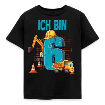 Baumaschinen 6 Geburtstag - Kinder T-Shirt - Schwarz - Vorne - AI Model Kid Female (0cm)