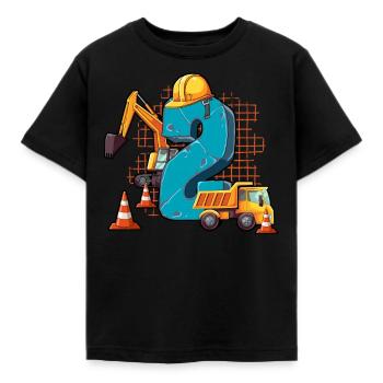 Construction Machinery 2nd Birthday - Kids' T-Shirt - black - Front - AI Model Kid Female (0cm)