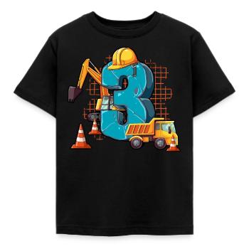 Construction Machinery 3rd Birthday - Kids' T-Shirt - black - Front - AI Model Kid Female (0cm)