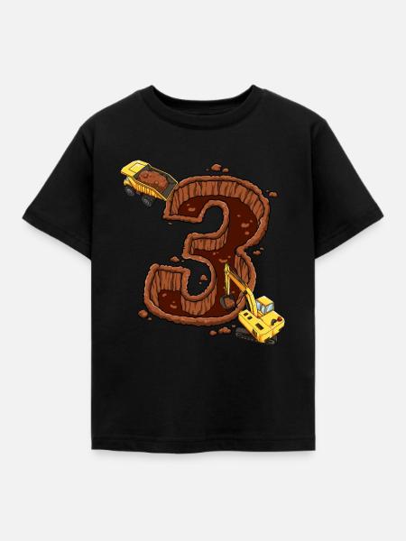 Construction Machinery 3rd Birthday - Kids' T-Shirt - black
