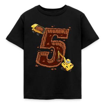 Construction Machinery 5th Birthday - Kids' T-Shirt - black - Front - AI Model Kid Female (0cm)