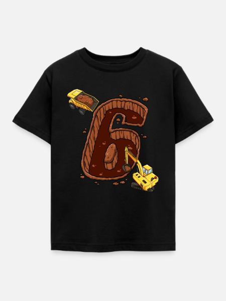 Construction Machinery 6th Birthday - Kids' T-Shirt - black