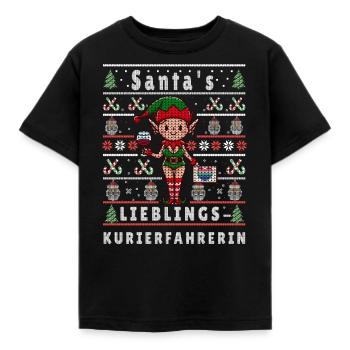 Ugly Christmas SANTA'S FAVORITE COURIER DRIVER - Kids' T-Shirt - black - Front - AI Model Kid Female (0cm)