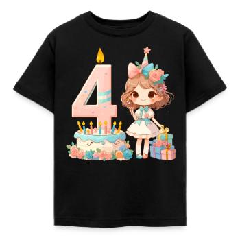 Anniversaire 4. - T-shirt Enfant - noir - Devant - AI Model Kid Female (0cm)