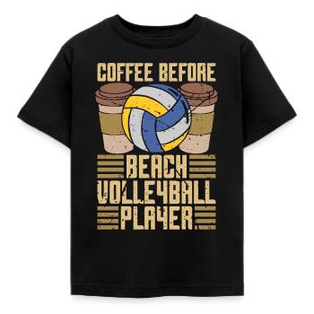 Volley-ball de plage Café Joueur de volley-ball Amateur de café - T-shirt Enfant - noir - Devant - AI Model Kid Female (0cm)