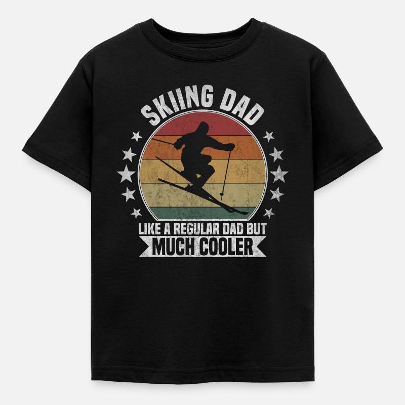 Skiing dad Ski - Kinder T-Shirt - Schwarz