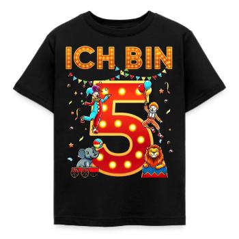J’ai 5 ans Cinquième anniversaire de cirque Cinq ans - T-shirt Enfant - noir - Devant - AI Model Kid Female (0cm)