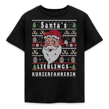 Ugly Christmas SANTA'S FAVORITE COURIER DRIVER - Kids' T-Shirt - black - Front - AI Model Kid Female (0cm)