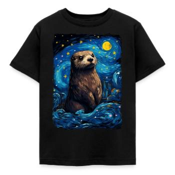 Otter Starry Night - Kinder T-Shirt - Schwarz - Vorne - AI Model Kid Female (0cm)
