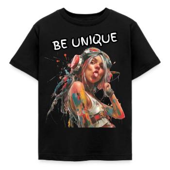 BE UNIQUE. Self-loyalty, self-confident, individual, - Kids' T-Shirt - black - Front - AI Model Kid Female (0cm)