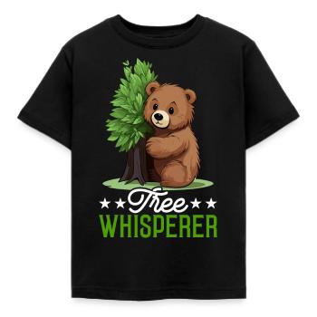 Tree Hugger Environmentalist Bear - Kids' T-Shirt - black - Front - AI Model Kid Female (0cm)