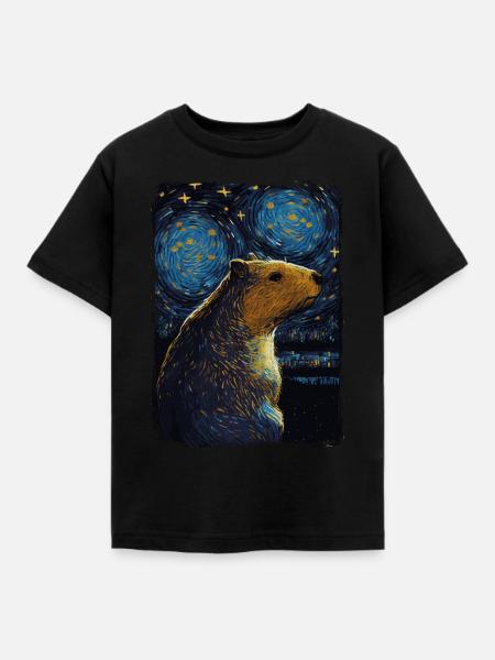 Wasserschwein Starry Night - Kinder T-Shirt - Schwarz