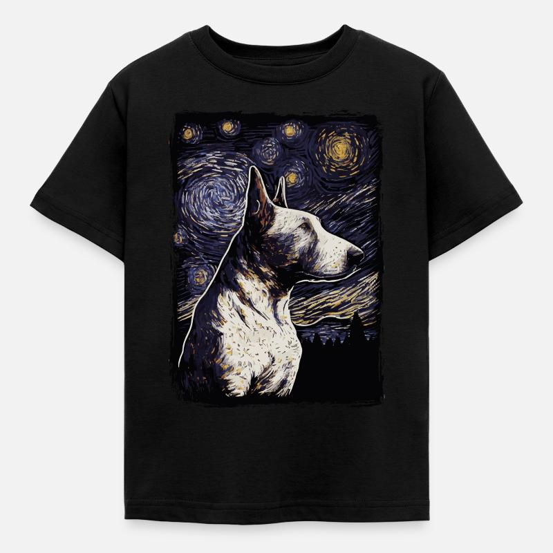 Bullterrier Starry Night - Kinder T-Shirt - Schwarz