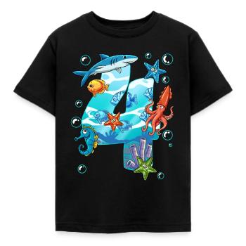 4. Geburtstag Meerestiere - Kinder T-Shirt - Schwarz - Vorne - AI Model Kid Female (0cm)