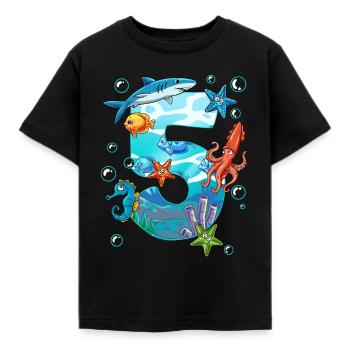 5. Geburtstag Meerestiere - Kinder T-Shirt - Schwarz - Vorne - AI Model Kid Female (0cm)