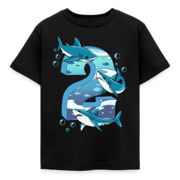 Requin du 2e anniversaire - T-shirt Enfant - noir - Devant - AI Model Kid Female (0cm)