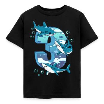Requin du 3e anniversaire - T-shirt Enfant - noir - Devant - AI Model Kid Female (0cm)
