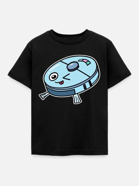 Süßer Saugroboter Staubsauger - Kinder T-Shirt - Schwarz