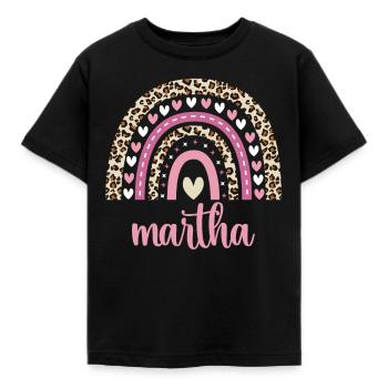 Martha Regenbogen Name Geburtstag Martha - Kinder T-Shirt - Schwarz - Vorne - AI Model Kid Female (0cm)