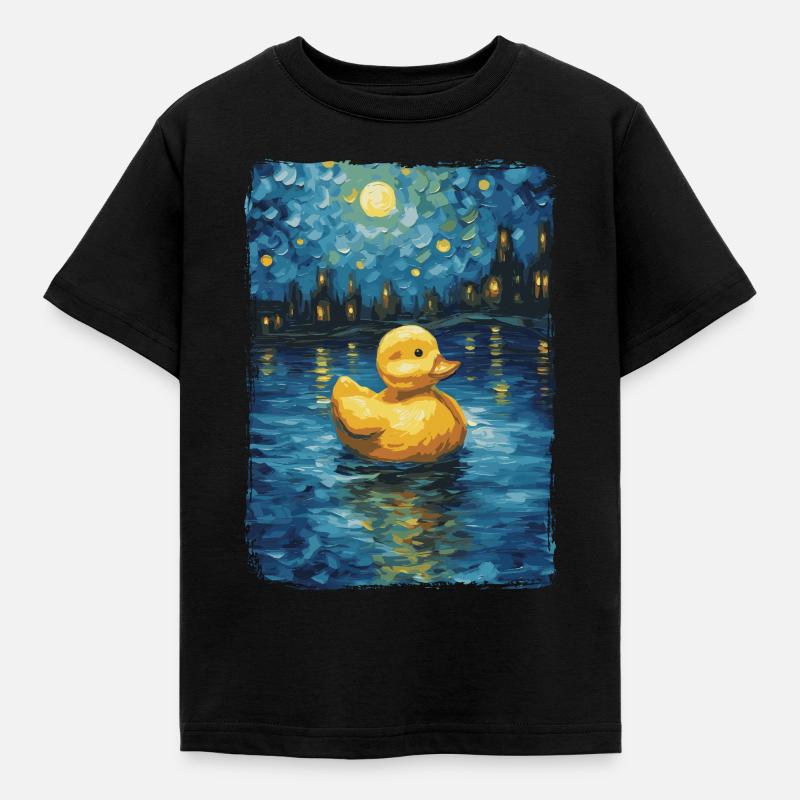 Badeente Starry Night - Kinder T-Shirt - Schwarz